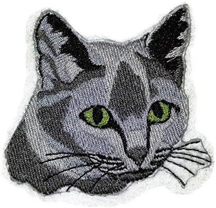 דיוקנאות חתולים מותאמים אישית מדהימים [פרצוף חתול רוסי] ברזל רקום על תיקון/תפירה [3 x 3] תוצרת ארהב]